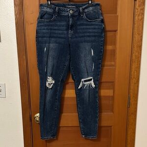 Maurices Dark Blue Distressed Boyfriend Jeans